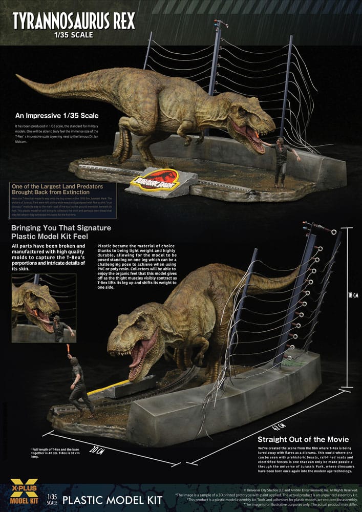Jurassic Park: Plastic Model Kit 1:35 Tyrannosaurus Rex 42 cm - Unpainted