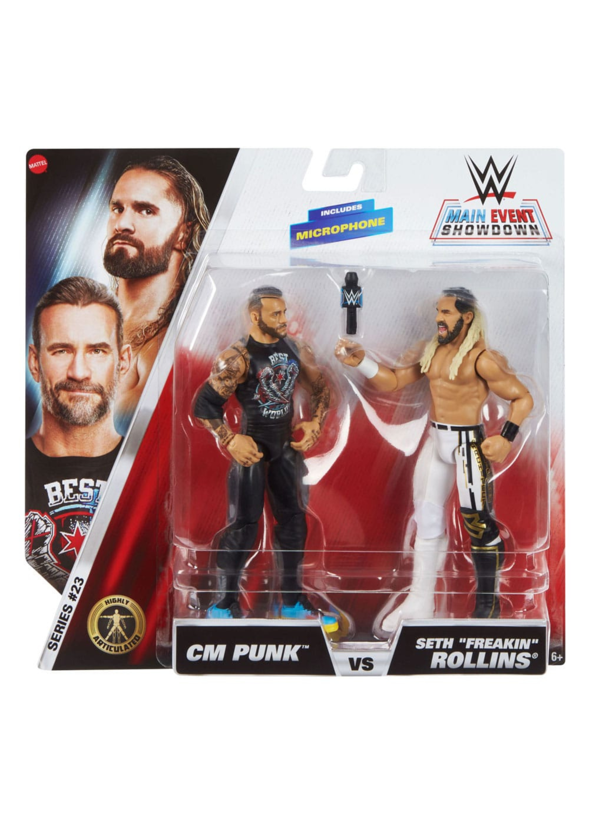 WWE Main Event Showdown Action Figures CM Punk vs Seth "Freakin" Rollins 2-Pack 15 cm
