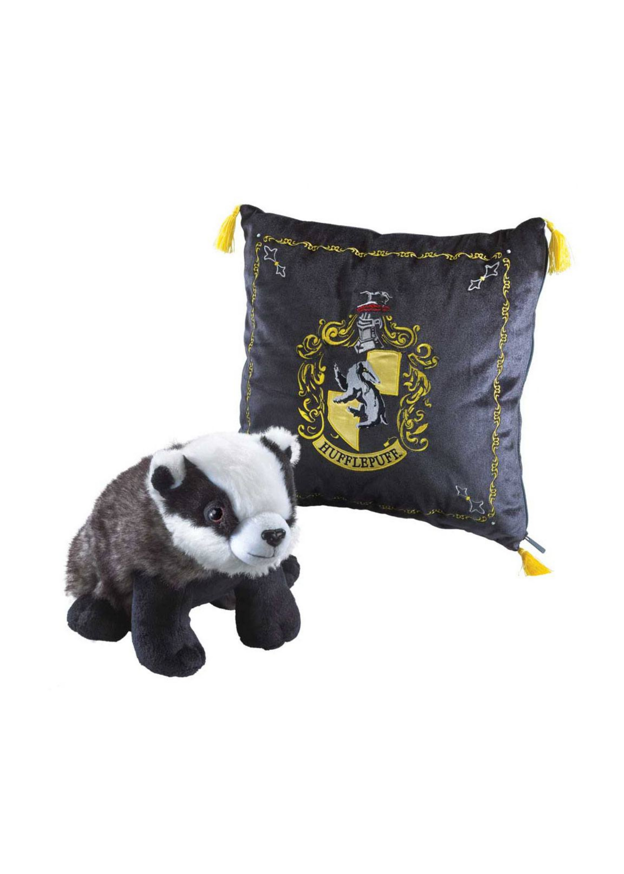 Harry Potter: House Mascot Cushion with Plush Figure Hufflepuff - Cuscino mascotte con peluche