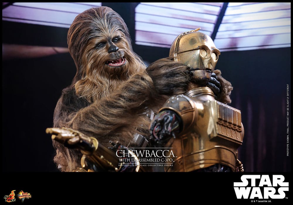 Star Wars: Episode V Movie Masterpiece Action Figure 1/6 Chewbacca with Disassembled C-3PO 36 cm