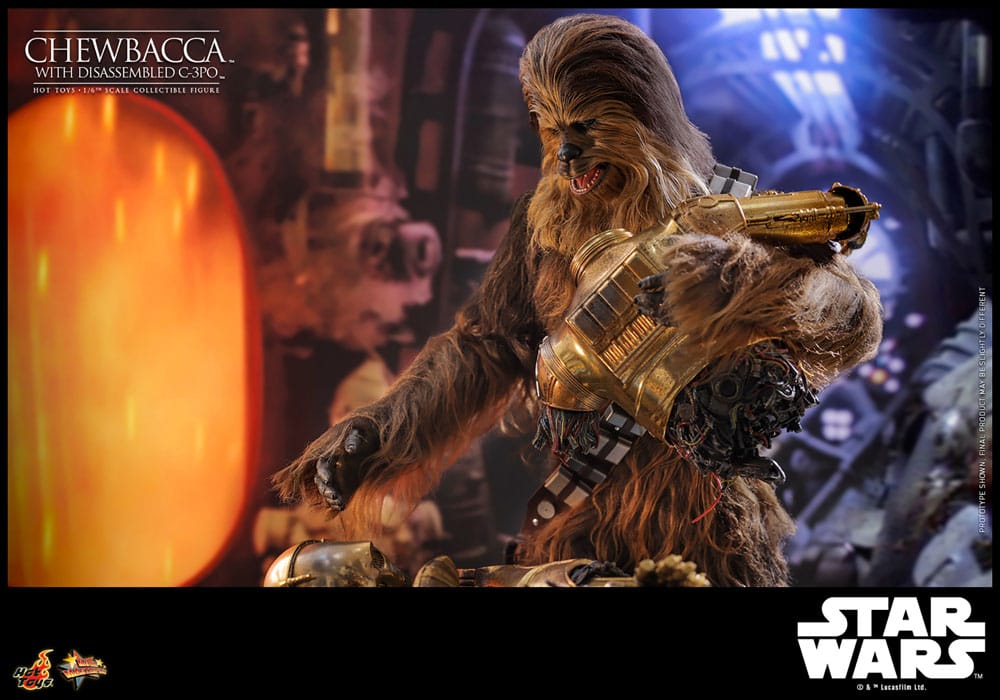 Star Wars: Episode V Movie Masterpiece Action Figure 1/6 Chewbacca with Disassembled C-3PO 36 cm