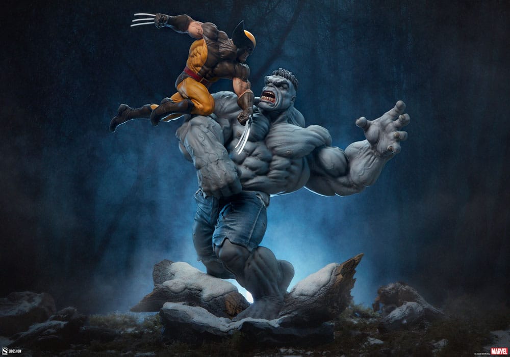 Marvel: Statue Grey Hulk vs Wolverine 58 cm