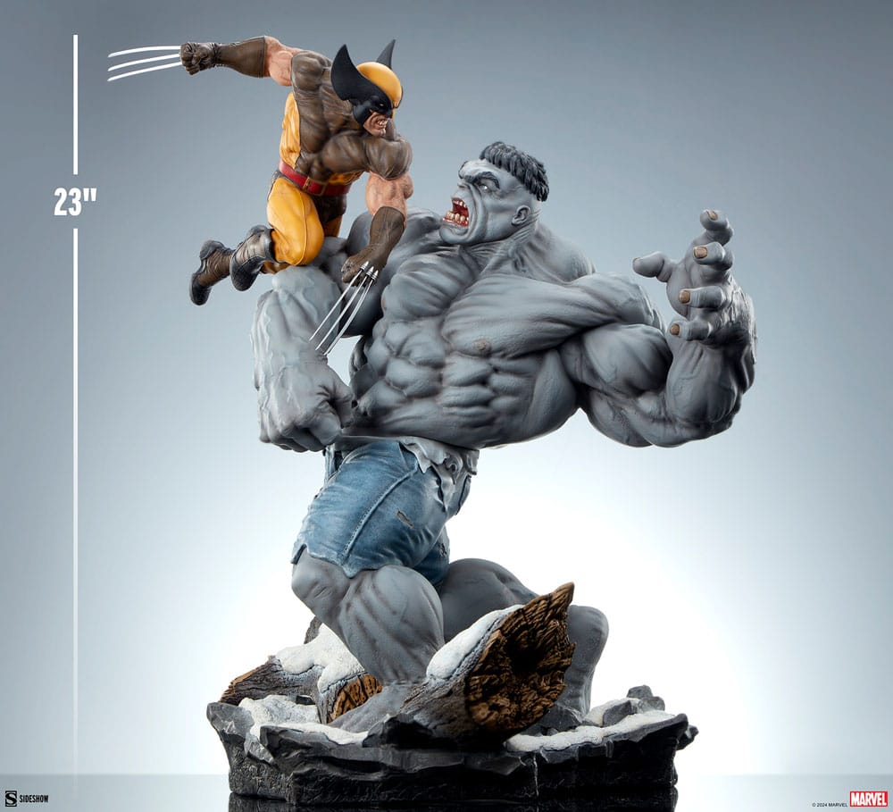 Marvel: Statue Grey Hulk vs Wolverine 58 cm